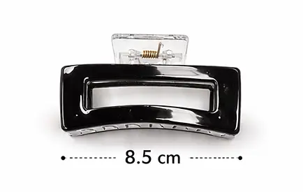 Зажим прямоугольный глянцевый для волос 8,5 см пластик с металлическим механизмом Черный - фото 4