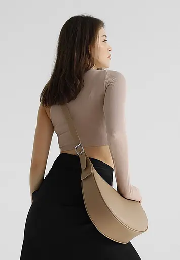 Жіноча шкіряна сумка Vivian темно-бежева флотар - фото 5