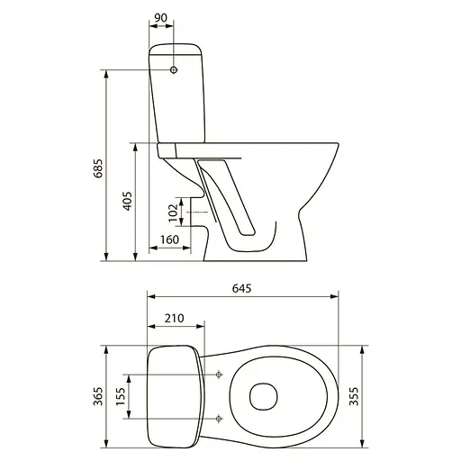 Унітаз-компакт Cersanit Kaskada 206 010 3/6 л з сидінням поліпропілен K100-206 - фото 2