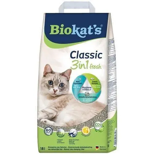 Наполнитель Biokats Classic Fresh 3in1 для кошачьего туалета бентонитовый 18 л - фото 1