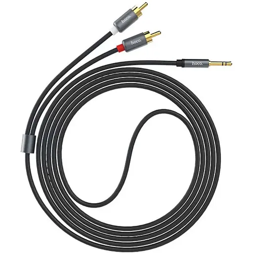 Кабель Hoco UPA10 double lotus rca audio cable 3.5 мм Сірий - фото 1