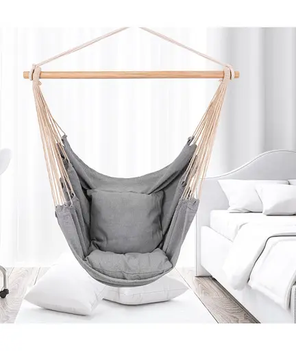 Підвісне крісло гамак бразильський стілець Heckermann + 2 подушки Gray - фото 5