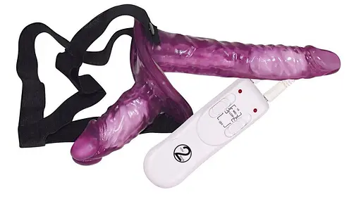 Двойной страпон с вибрацией You2Toys Duo Lila 18 см фиолетовый - фото 2