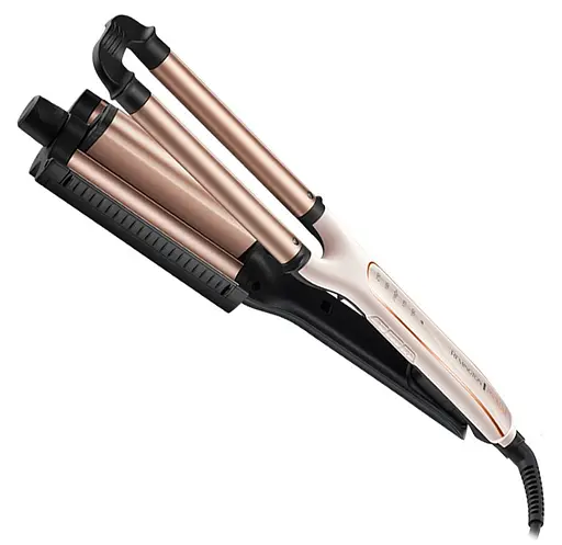 Плойка Remington ProLuxe 4 в 1, для волн, 90 Вт, температурных режимов 5, D-15 мм, 150-210 С, керамика, бело-золотой