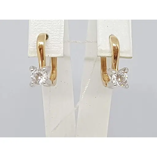 Золотые серьги Столичная Ювелирная Фабрика с фианитами. 110403 - фото 3