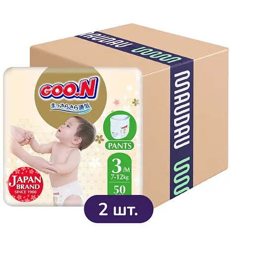 Упаковка трусиків-підгузків Goo.N Premium Soft 3 М (7-12 кг) для дітей унісекс 100 шт. (50 шт. х 2 шт.)