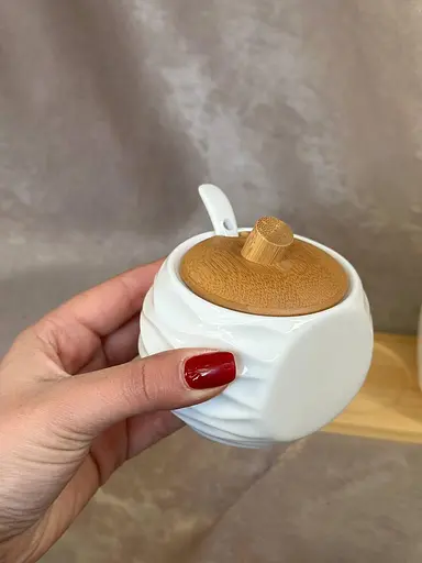 Набор баночек для специй и жидкости Lefard 944-00 органайзер 2 предмета с деревяной подставкой Белый - фото 2