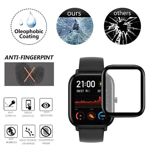Защитная пленка Amazfeel для смарт-часов Amazfit GTS/GTS2 с рамкой 1 шт. - фото 3