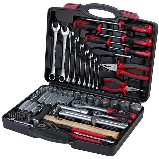 Набор инструментов, ключей, торцевых насадок и биты Ultra 1/4", 1/2" 80 шт CrV (6001112) - фото 1