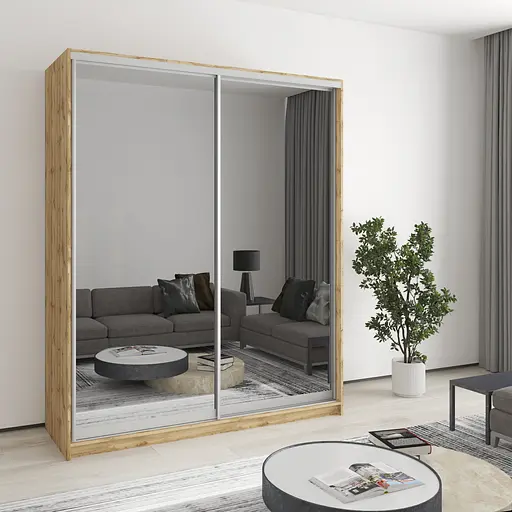 Шафа-купе дводверна MebelStar Стандарт AL 2 Дзеркала 170x45x210 см Дуб тахо (MBS-3484)