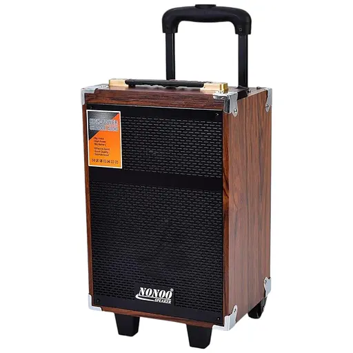 Колонка B-Q8, MP3, FM-станції, мікрофон, Bluetooth 5.0, дерево + пластик, акумулятор, коричневий