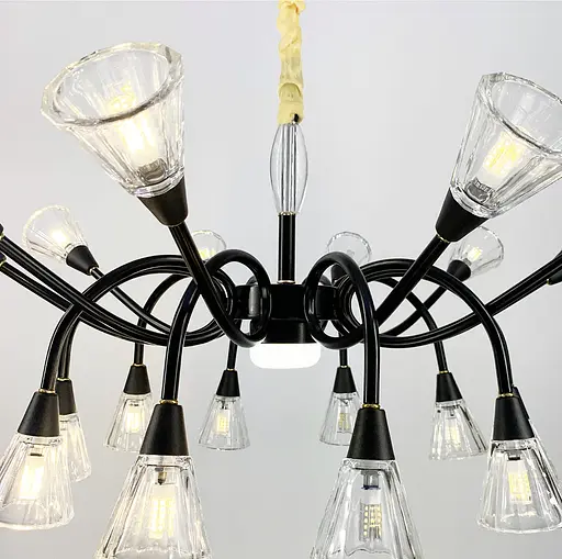 Подвесной светильник с закрученными рожками в черном каркасе Line.F H 9866/10+10 BK - фото 3