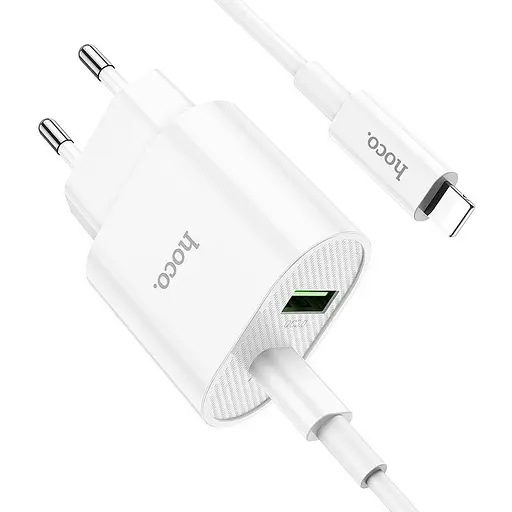 Мережевий зарядний пристрій Hoco C95A Lineal PD20W+QC3.0 + Cable USB-C to Lightning White (757326) [76051] - фото 7