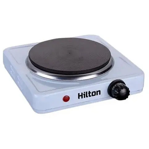 Електроплита Hilton HEC-102, білий, 1000W, 1 комфорка, поворотні перемикачі - фото 1