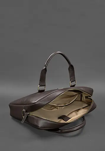 Шкіряна сумка для ноутбука та документів темно-коричнева - фото 4