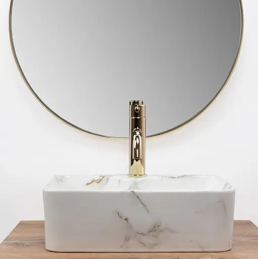 Умивальник Rea Kelly Mini Shiny Aiax накладний мармур REA-U6504, Мармур - фото 6