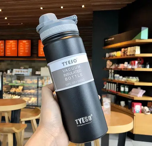 Термобутылка Tyeso 530 мл из нержавеющей стали для кофе воды black - фото 2