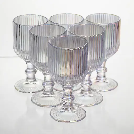 Набір чарок на ніжці 6 штук 50 мл для горілки наливки подарункові чарки скляні фігурні з декоративними вигинами Yiwu HP-19-203 - фото 1