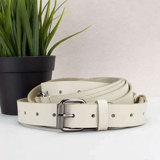 Ремінь жіночий шкіряний у два обороти SF-2501 молочний (180-230 см) - фото 2