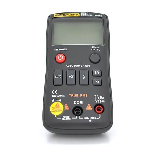 Мультиметр ANENG AN113A. Вимірювання: V DC, V AC, A DC, A AC, Ω, °C/°F, Hz, %, NCV. Функції: True RMS, дзвінки, перевірка діодів, автовідключення - фото 2