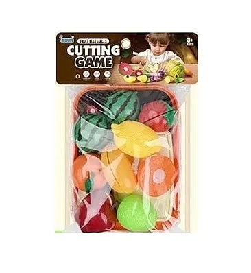 Продукти на липучці JQ 912-5, 10 елементів, овочі, фрукти, таця, досточка, ніж, в пакеті (6974726400908) - фото 1