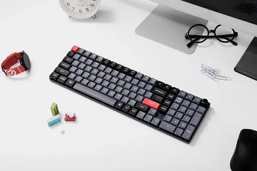 Keychron Клавіатура механічна K17 Pro 100Key, Gateron MX 2.0 Brown, WL/BT/USB-A, QMK, White Led, чорний в центрі - фото 2