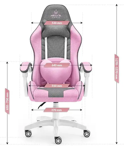 Компьютерное кресло Hell's Rainbow Pink-Gray тканина - фото 9