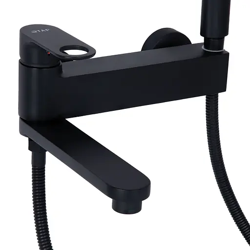 Смеситель для ванны Qtap Jay с поворотным изливом (c душевым гарнитуром) QTJAY260BLM45548 Black matt Черный матовый - фото 4