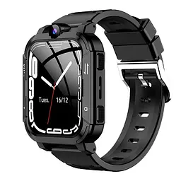 Дитячий смарт-годинник Y76, 4G GPS Wi-Fi SIM камера SOS IP67 чорний - мініатюра 3
