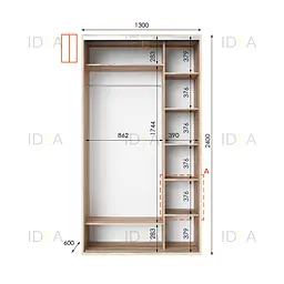 Шафа-купе Idea серія 1 130 x 60 x 240 см Дуб сонома Дзеркало - мініатюра 2
