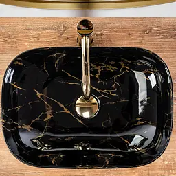 Умивальник Rea Belinda 33,5x46,5 black marble shiny (REA-U8907), Глянцева - мініатюра 2