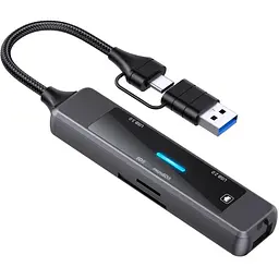 Концентратор XoKo USB-C 5-in-1 USB 3.0 + USB 2.0 + SD/TF + RJ45 100Mbps silver (XK-AC-350)