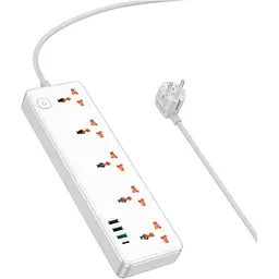 Мережевий подовжувач Hoco AC14A Rico 5-Position Socket (PD30W/1C3A) White - мініатюра 2