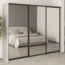 Шафа-купе тридверна MebelStar Комбо BG 3 Дзеркала 250x60x210 см Бетон (MBS-9325)