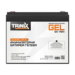 Акумуляторна батарея гелева 12В 75Аг Trinix TGL12V75Ah/20Hr GEL (44-00017) - мініатюра 2