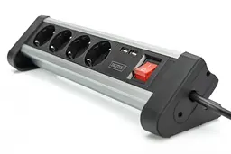Digitus Блок розеток Office, 4xSchuko 16A, 2xUSB 2A, вимикач, 1.5м, вилка Schuko - мініатюра 5