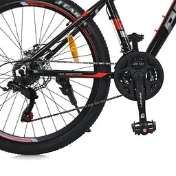 Велосипед MTB2602-2, 26 дюймів, алюмінієва рама 13 Shimano 21SP чорно-червоний - мініатюра 3
