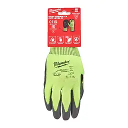 Рукавиці робочі сигнальні Hi-Vis Milwaukee з опором порізам 4/D рівня розмір 10/XL