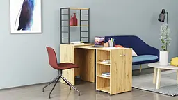 Стіл-тумба трансформер Смарт 4/1 з етажеркою Ferrum-decor 1430x1450x500 Чорний метал ДСП Дуб Артизан 16 мм (FRD-105128) - мініатюра 3