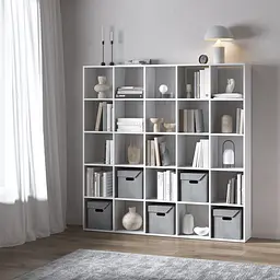 Книжкова полиця стелаж Vays M-4 Білий з 25 комірками ЛДСП 178x29x178 см для дому офісу дитячої або вітальні