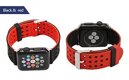Подвійний ремінець Primo з перфорацією для Apple Watch 38 мм, 40 мм, 41 мм Black Red - мініатюра 3