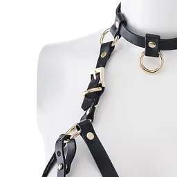 Портупея на грудь LOCKINK SEVANDA Queen Chest Harness with Removable Bra, чорна, зі знімними пестис - мініатюра 4