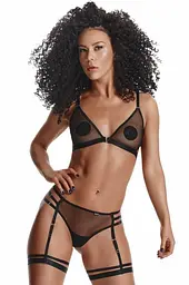 Комплект білизни Demoniq LadyX Adora XXL чорний - мініатюра 4