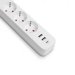 Мережевий подовжувач Videx Oncord з/з 3 п 3 м (3x1.5 мм) 2.4А 2USB+USB-C з кнопкою білий (VF-PD33G2U1C-W) - мініатюра 4