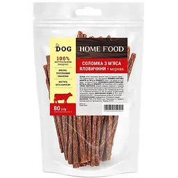Ласощі для собак Home Food соломка з м’яса яловичини та моркви 80 г