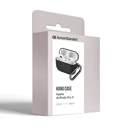 Силіконовий чохол для навушників Apple AirPods Pro 3, Hang Case, чорний, ультратонкий захисний кейс товщиною 2 мм, захист від подряпин, пилу та ударів, компактний, з карабіном для кріплення, ArmorStandart (ARM88271) - мініатюра 8