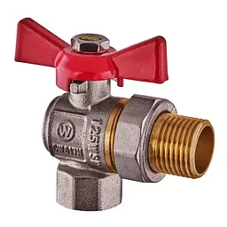 Кран з американкою кутовий, ручка "метелик" червона Waterpro WP400-15FMW-L - 1/2" WP2895