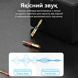 Акустичні штекери «банан» Vention 2 шт Banana plug із гвинтовим затискачем без паяння із позолотою із червоним і чорним маркуванням полярності 4 фіксуючі гвинти в комплекті золотисті (BFDJ0-2) - мініатюра 12