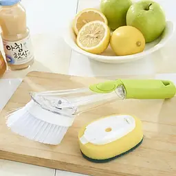 Щітка для миття посуду Rise-UP AUTOMATIC LIQUID CLEANING BRUSH із дозатором та насадками багатофункціональна, Kitchen Master Зелений 85889 - мініатюра 9