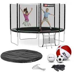 Батут Hop-Sport 12ft (366см) чорно-зелений з зовнішньою сіткою - мініатюра 14